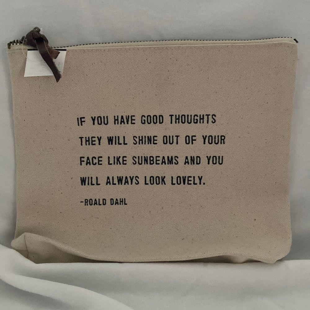 Sugarboo & Co Canvas Zip Makeup Travel  Bag “pour yourself a drink” New tags
